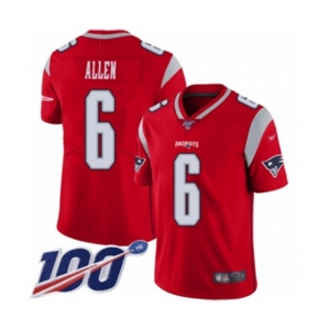 Men's New England Patriots #6 Ryan Allen Limited Red Inverted Legend 100th Season Football Jersey