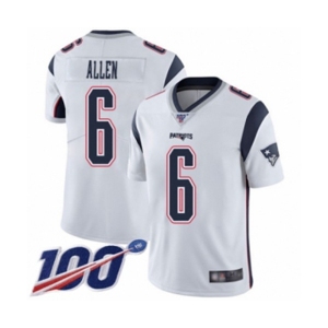 Men's New England Patriots #6 Ryan Allen White Vapor Untouchable Limited Player 100th Season Football Jersey