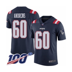 Men's New England Patriots #60 David Andrews Limited Navy Blue Rush Vapor Untouchable 100th Season Football Jersey