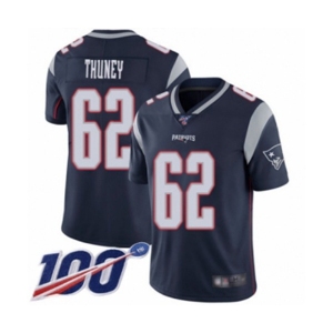 Men's New England Patriots #62 Joe Thuney Navy Blue Team Color Vapor Untouchable Limited Player 100th Season Football Jersey