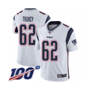 Men's New England Patriots #62 Joe Thuney White Vapor Untouchable Limited Player 100th Season Football Jersey