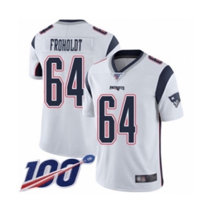 Men's New England Patriots #64 Hjalte Froholdt White Vapor Untouchable Limited Player 100th Season Football Jersey