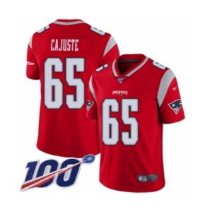 Men's New England Patriots #65 Yodny Cajuste Limited Red Inverted Legend 100th Season Football Jersey