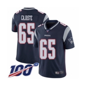 Men's New England Patriots #65 Yodny Cajuste Navy Blue Team Color Vapor Untouchable Limited Player 100th Season Football Jersey