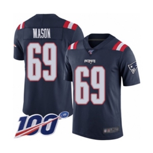 Men's New England Patriots #69 Shaq Mason Limited Navy Blue Rush Vapor Untouchable 100th Season Football Jersey