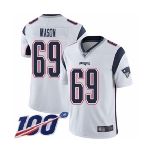 Men's New England Patriots #69 Shaq Mason White Vapor Untouchable Limited Player 100th Season Football Jersey