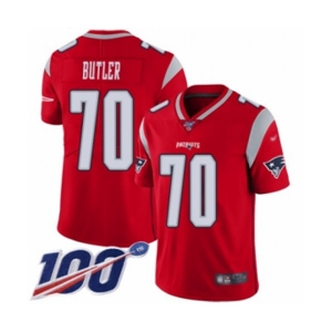 Men's New England Patriots #70 Adam Butler Limited Red Inverted Legend 100th Season Football Jersey