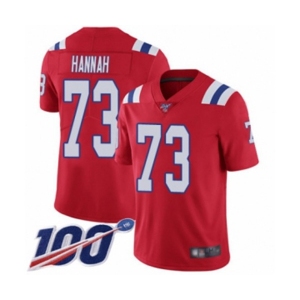 Men's New England Patriots #73 John Hannah Red Alternate Vapor Untouchable Limited Player 100th Season Football Jersey