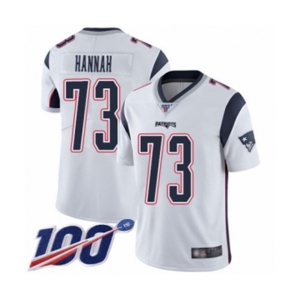 Men's New England Patriots #73 John Hannah White Vapor Untouchable Limited Player 100th Season Football Jersey