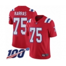 Men's New England Patriots #75 Ted Karras Red Alternate Vapor Untouchable Limited Player 100th Season Football Jersey