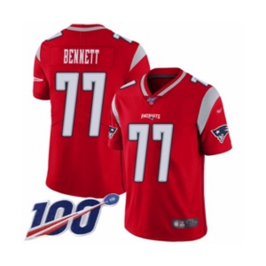 Men's New England Patriots #77 Michael Bennett Limited Red Inverted Legend 100th Season Football Jersey