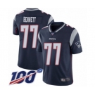 Men's New England Patriots #77 Michael Bennett Navy Blue Team Color Vapor Untouchable Limited Player 100th Season Football Jersey