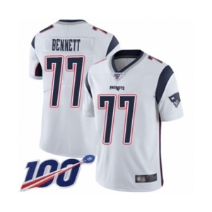Men's New England Patriots #77 Michael Bennett White Vapor Untouchable Limited Player 100th Season Football Jersey