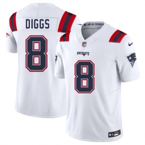 Men's New England Patriots #8 Stefon Diggs White 2025 F.U.S.E. Vapor Limited Football Stitched Jersey
