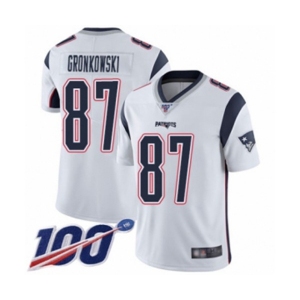 Men's New England Patriots #87 Rob Gronkowski White Vapor Untouchable Limited Player 100th Season Football Jersey