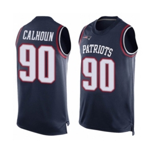 Men's New England Patriots #90 Shilique Calhoun Limited Navy Blue Player Name & Number Tank Top Football Jersey