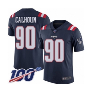 Men's New England Patriots #90 Shilique Calhoun Limited Navy Blue Rush Vapor Untouchable 100th Season Football Jersey