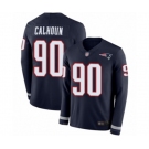 Men's New England Patriots #90 Shilique Calhoun Limited Navy Blue Therma Long Sleeve Football Jersey