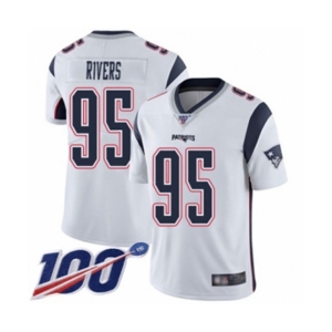 Men's New England Patriots #95 Derek Rivers White Vapor Untouchable Limited Player 100th Season Football Jersey