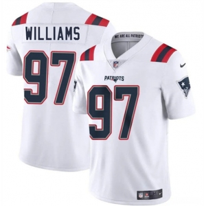 Men's New England Patriots #97 Milton Williams White 2025 Vapor Limited Football Stitched Jersey