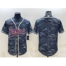 Men's New England Patriots Blank Grey Camo With Patch Cool Base Stitched Baseball Jersey