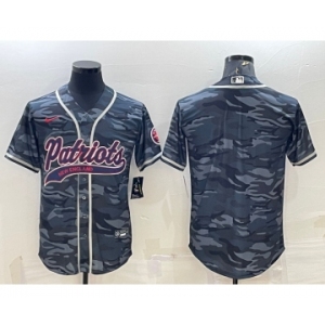 Men's New England Patriots Blank Grey Camo With Patch Cool Base Stitched Baseball Jersey