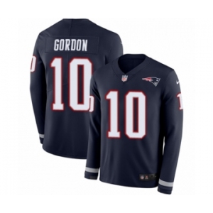 Men's Nike New England Patriots #10 Josh Gordon Limited Navy Blue Therma Long Sleeve NFL Jersey