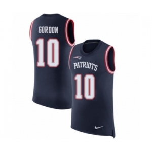 Men's Nike New England Patriots #10 Josh Gordon Navy Blue Rush Player Name & Number Tank Top NFL Jersey