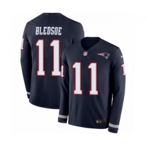 Men's Nike New England Patriots #11 Drew Bledsoe Limited Navy Blue Therma Long Sleeve NFL Jersey