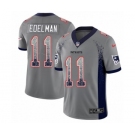 Men's Nike New England Patriots #11 Julian Edelman Limited Gray Rush Drift Fashion NFL Jersey