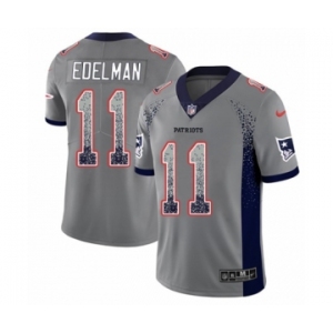 Men's Nike New England Patriots #11 Julian Edelman Limited Gray Rush Drift Fashion NFL Jersey