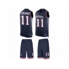 Men's Nike New England Patriots #11 Julian Edelman Limited Navy Blue Tank Top Suit NFL Jersey