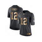 Men's Nike New England Patriots #12 Tom Brady Limited Black Gold Salute to Service NFL Jersey