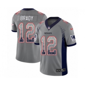 Men's Nike New England Patriots #12 Tom Brady Limited Gray Rush Drift Fashion NFL Jersey