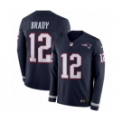 Men's Nike New England Patriots #12 Tom Brady Limited Navy Blue Therma Long Sleeve NFL Jersey