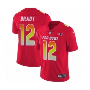 Men's Nike New England Patriots #12 Tom Brady Limited Red AFC 2019 Pro Bowl NFL Jersey