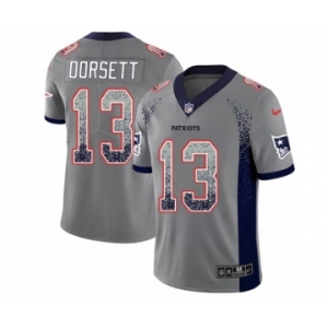 Men's Nike New England Patriots #13 Phillip Dorsett Limited Gray Rush Drift Fashion NFL Jersey