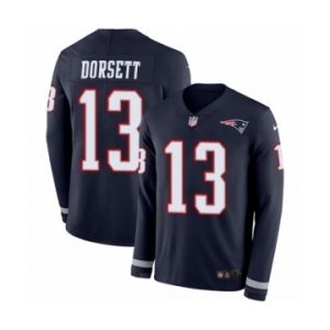 Men's Nike New England Patriots #13 Phillip Dorsett Limited Navy Blue Therma Long Sleeve NFL Jersey