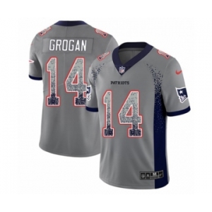 Men's Nike New England Patriots #14 Steve Grogan Limited Gray Rush Drift Fashion NFL Jersey