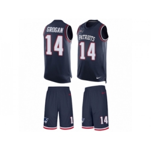 Men's Nike New England Patriots #14 Steve Grogan Limited Navy Blue Tank Top Suit NFL Jersey