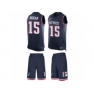 Men's Nike New England Patriots #15 Chris Hogan Limited Navy Blue Tank Top Suit NFL Jersey