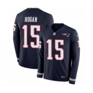 Men's Nike New England Patriots #15 Chris Hogan Limited Navy Blue Therma Long Sleeve NFL Jersey