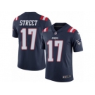 Men's Nike New England Patriots #17 Devin Street Limited Navy Blue Rush NFL Jersey