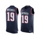 Men's Nike New England Patriots #19 Malcolm Mitchell Limited Navy Blue Player Name & Number Tank Top NFL Jersey