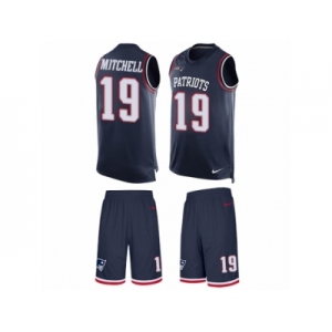 Men's Nike New England Patriots #19 Malcolm Mitchell Limited Navy Blue Tank Top Suit NFL Jersey