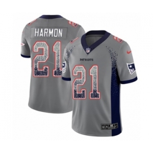 Men's Nike New England Patriots #21 Duron Harmon Limited Gray Rush Drift Fashion NFL Jersey