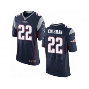 Men's Nike New England Patriots #22 Justin Coleman Elite Navy Blue Team Color NFL Jersey