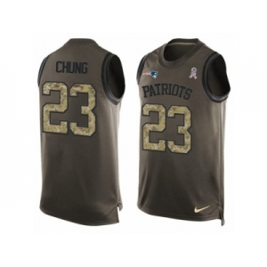 Men's Nike New England Patriots #23 Patrick Chung Limited Green Salute to Service Tank Top NFL Jersey