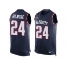 Men's Nike New England Patriots #24 Stephon Gilmore Limited Navy Blue Player Name & Number Tank Top NFL Jersey