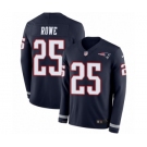 Men's Nike New England Patriots #25 Eric Rowe Limited Navy Blue Therma Long Sleeve NFL Jersey